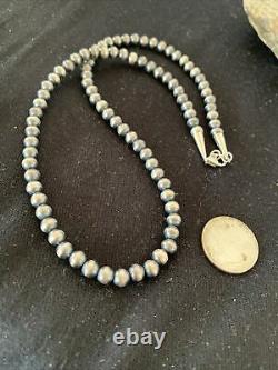 Native American Navajo Pearls Collier En Argent Sterling 6mm 16 Cadeau De Vente