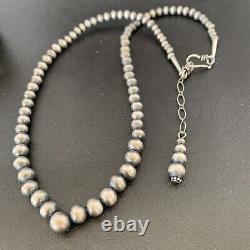 Native American Navajo Pearls Diplôme En Argent Sterling Collier De Perles 18 10884