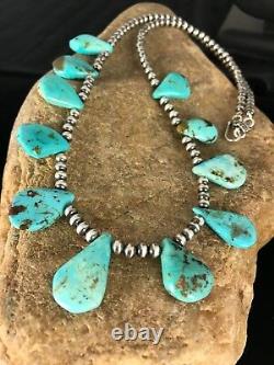 Native American Navajo Pearls Sterling Silver Bleu Collier Turquoise 306