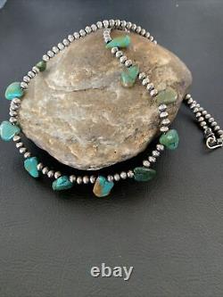 Native American Navajo Pearls Sterling Silver Royston Turquoise Collier 02184