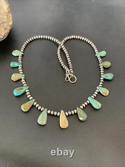 Native American Navajo Pearls Sterling Silver Royston Turquoise Collier 02185