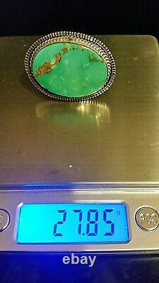 Native American Navajo Signé Kingman Turquoise & Argent Sterling Taille 8 Anneau