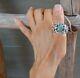 Native American Navajo Silver Eagle Green Turquoise Men's Ring Taille 14