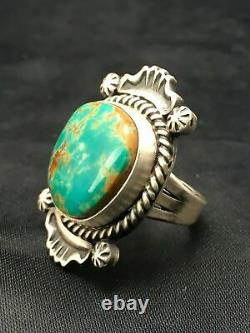 Native American Navajo Silver Sterling Royston Turquoise Ring Set 7 Opt