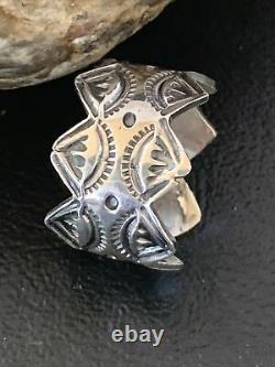 Native American Navajo Stamped Silver Bague Set Cadeau Sz 8.5 02197