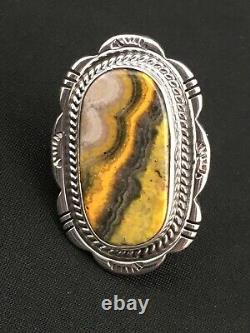 Native American Navajo Sterling Silver Bumble Bee Jasper Ring S6.75 4858