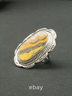 Native American Navajo Sterling Silver Bumble Bee Jasper Ring S6.75 4858
