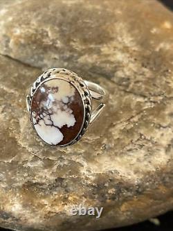 Native American Navajo Sterling Silver Crazy Horse Turquoise Ring Sz 6.5 1278