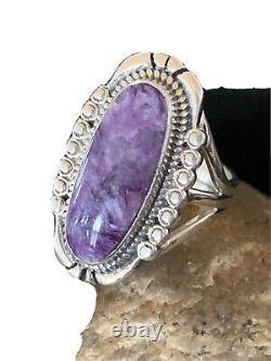 Native American Navajo Sterling Silver Violet Charoite Ring Sz 9 1453