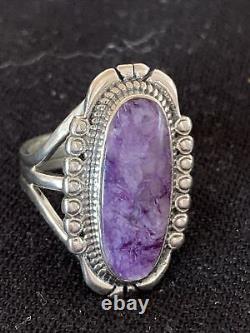 Native American Navajo Sterling Silver Violet Charoite Ring Sz 9 1453
