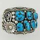 Native American Navajo Stover Paul Sterling Argent Turquoise Cuff Bracelet