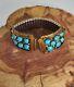 Native American Navajo Turquoise Gold Tone Sterling Silver Watch Tips