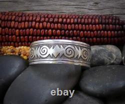 Native American Navajo Vintage Sterling Silver Large Cuff Bracelet