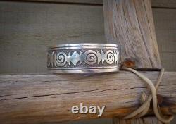 Native American Navajo Vintage Sterling Silver Large Cuff Bracelet