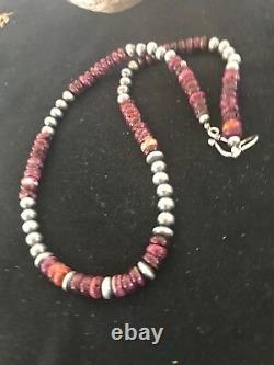 Native American Purple Spiny Oyster Turquoise Collier En Argent Sterling 20