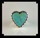 Native American Sterling And Turquoise Heart Shape Taille De La Bague 8 1/4