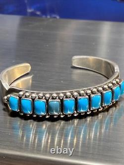 Native American Sterling Argent Navajo Dormant Beauté Turquoise Cuff Bracelet