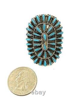 Native American Sterling Silver Navajo Handmade Turquoise Cluster Taille De Bague 10.5