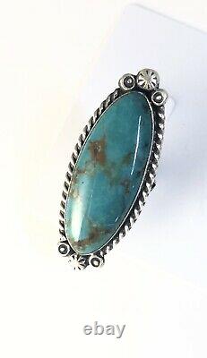 Native American Sterling Silver Navajo Indian Kingman Turquoise Bague Taille 7