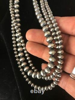 Native American Sterling Silver Navajo Pearls Collier 21 3 Str Cadeau 4,5,6 MM