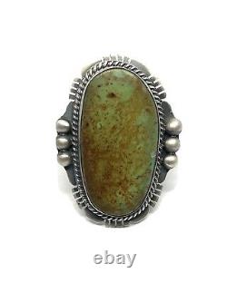 Native American Sterling Silver Navajo Taille De Bague Naturelle Turquoise 7,75