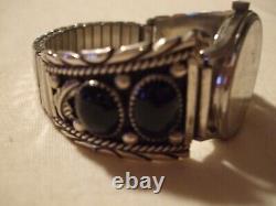 Native American Sterling Silver Onyx Watch Band