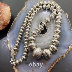 Native American Vintage Graduated Handmade Stamped Navajo Perles Collier Perles