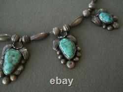 Native American Webbed Turquoise 7-stone Sterling Silver Perle Collier La