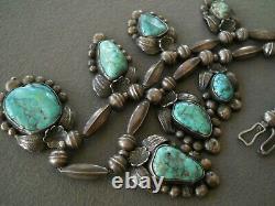 Native American Webbed Turquoise 7-stone Sterling Silver Perle Collier La