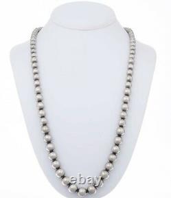 Navajo Antiqued Sterling Silver Desert Pearl Necklace 24 Gradué 6-12mm Perles