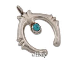 Navajo Argent 925 Naja Sable Coulé Turquoise Fait Main Artiste Amérindien C. Années 80