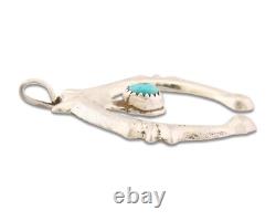 Navajo Argent 925 Naja Sable Coulé Turquoise Fait Main Artiste Amérindien C. Années 80