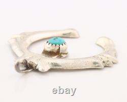 Navajo Argent 925 Naja Sable Coulé Turquoise Fait Main Artiste Amérindien C. Années 80