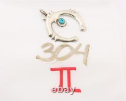 Navajo Argent 925 Naja Sable Coulé Turquoise Fait Main Artiste Amérindien C. Années 80