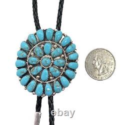 Navajo Handmade Sterling Silver Turquoise Cluster Bolo Tie Juliana Williams