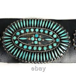 Navajo Jason Yazzie Sterling Silver Turquoise Needlepoint Ceinture Concho Ovale