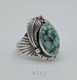 Navajo Native American Signé Mp Argent Sterling Turquoise Sz-11 Anneau 9.2g #g52