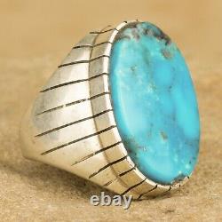 Navajo Native American Sterling Argent Ovale Turquoise Taille De L'anneau 10.5