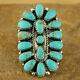 Navajo Native American Sterling Silver Turquoise Cluster Taille 7.5 Signé As