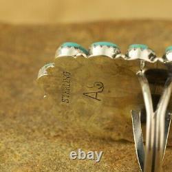 Navajo Native American Sterling Silver Turquoise Cluster Taille 7.5 Signé As