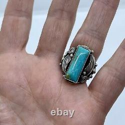 Navajo Natural Kingman Turquoise Ring Sz 6 Par Davey Morgan 12,4g