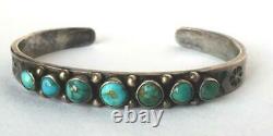 Navajo Old Pawn Silver Snake Yeux Turquoise Bracelet Arrow Papillon Fred Harvey