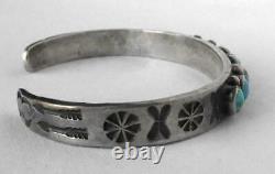 Navajo Old Pawn Silver Snake Yeux Turquoise Bracelet Arrow Papillon Fred Harvey