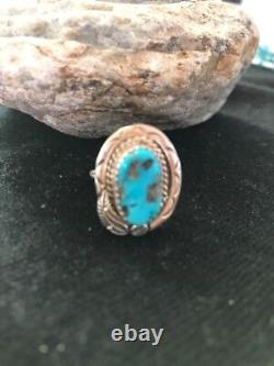 Navajo Ring Native American Kingman Turquoise Sterling Silver Sz 8