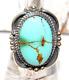 Navajo Royston Turquoise Statement Ring Sz 7.5 Argent Sterling Signé Native