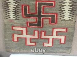Navajo Rug Antique Native American Whirling Logs Tissage Textile 68 X 37