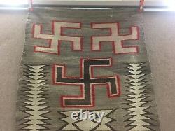 Navajo Rug Antique Native American Whirling Logs Tissage Textile 68 X 37