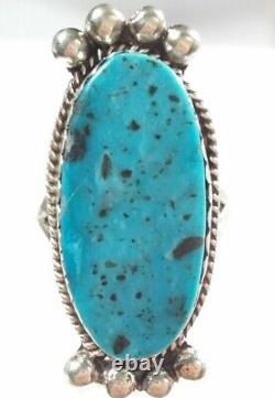 Navajo Selina Warner 925 Taille De Turquoise Du Royaume De Kingman Élongé 6 Ring 8.1g