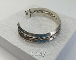 Navajo Sterling Argent Cariné Twisted Stamped Double Strand Cuff Bracelet