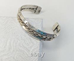 Navajo Sterling Argent Cariné Twisted Stamped Double Strand Cuff Bracelet